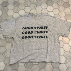 Brandy Melville Good Vibes Grey Cropped Tee